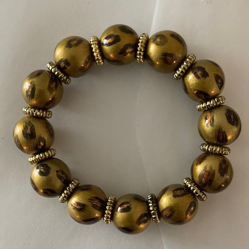 Angela Moore bracelet, gold  with leopard spots